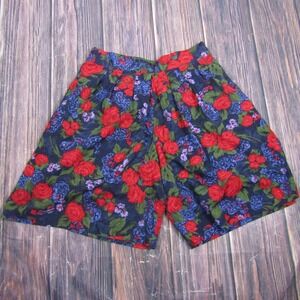 Katie Brooke Vintage Womens Size 18 Navy Red Floral Culotte Shorts Made In USA